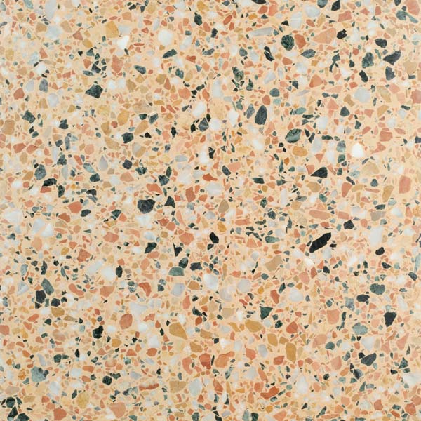 light red terrazzo tile with large mixed aggregate