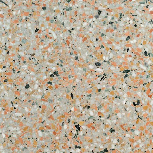 grey terrazzo tile with large mixed aggregate