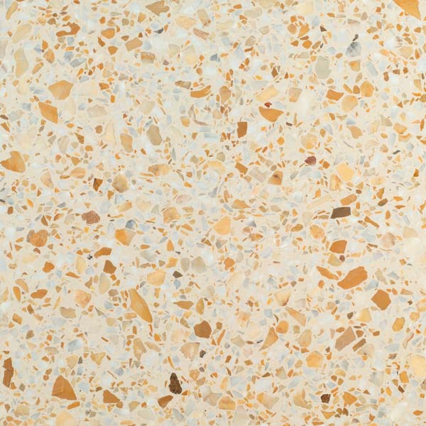 yellow terrazzo tile with large mixed aggregate