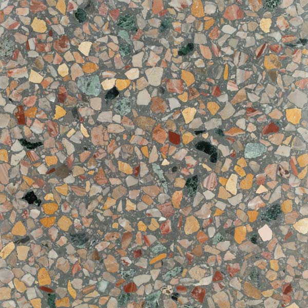 green terrazzo tile with large mixed aggregate