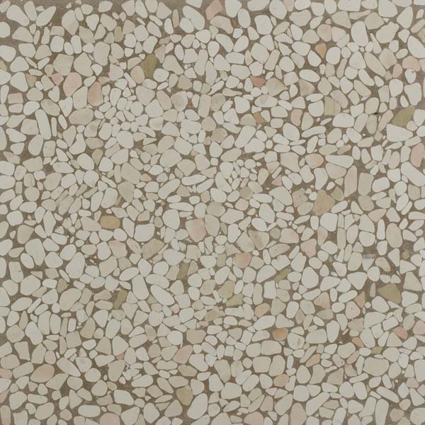 ivory terrazzo tile with large white aggregate